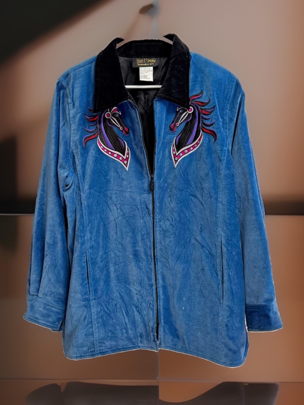 🦄 Bob Mackie Wearable Art Velveteen Zip Jacket — Large